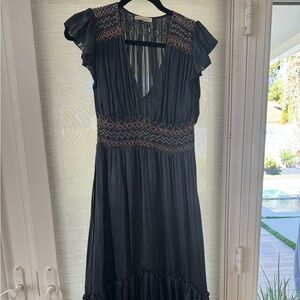 Ulla Johnson Slate/Navy High Low Silk Dress
